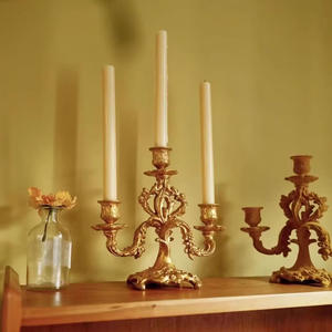 Bougeoir en résine synthétique de style baroque français vintage, spot européen de luxe, romantique, pour mariage, <span class=keywords><strong>dîner</strong></span> aux chandelles, ornement artisanal - Product Image 3