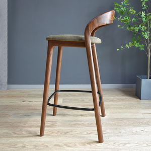 Tabouret de <span class=keywords><strong>Bar</strong></span> Moderne Minimaliste en Bois Massif Nouveau <span class=keywords><strong>Style</strong></span> Chinois Vintage en Noyer Noir Tabouret Haut Léger de Luxe Chaise de Bureau Avant - Product Image 2