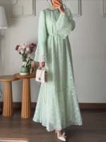 Robe Abaya musulmane longue à double volant et manches cloche Mexizo, vêtements islamiques de luxe pour femmes, Dubaï