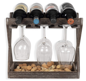 High Quality Rustic Grey Wood <strong>Wall</strong> Mounted <strong>Wine</strong> <strong>Rack</strong> with Chalkboard for Displaying Your <strong>Wine</strong> Glass Bottles - Product Image 4