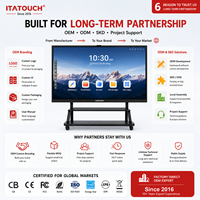 Papan Tulis Interaktif Layar Datar 75 Inci 4K untuk Ruang Kelas, Sistem Operasi Android 14/15/16, Layar Sentuh, Kamera 48MP untuk Rapat