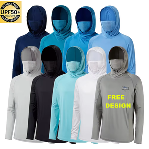 Hood özel Logo balık ağız Hoodie hızlı kuru Upf kaput koruma ile 50 uzun kollu gömlek nefes baskılı balıkçılık kıyafetleri - Product Image 1