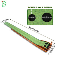 Ensemble de pratique d'entraînement de putter de golf d'intérieur en bois de haute qualité Mini tapis d'entraînement de putting de golf avec retour de balle