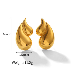 Teardrop <b>Stud</b> Earrings Gold <b>Silver</b> Plated Crystal Inlay For Women Everyday Wear - Product Image 4