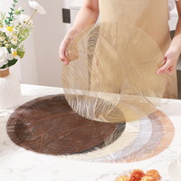 Nouveau Set de Table Rond en PVC de Style Européen, Élégant, Durable, Estampillé à Chaud avec Feuille d'Or, Résistant à la Chaleur et Antidérapant