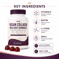 Gummies de collagène végétaliennes sans gélatine avec étiquette claire, Nutrition Beauté pour la Santé des Cheveux, de la Peau et des Ongles, Marque Blanche, Fournisseur OEM
