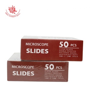 현미경 슬라이드 50pc 우수한 선명도 1-1.5mm 두께 26*72mm 크기 7105 투명하고 신선한 유리 이중 젖빛 광택 가장자리 - Product Image 5