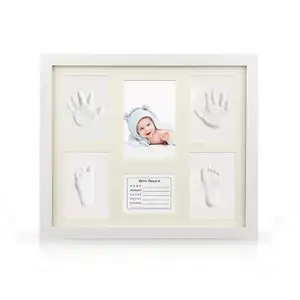 Baby Frame Hand And Footprint 11*13" White Baby Hand And Footprint Kit Frame Wall Mount Footprint Clay Kit Frame Souvenir