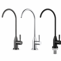 Robinet purificateur d'eau en acier inoxydable 304, col de cygne, levier unique, système RO, double sortie, eau potable, cuisine, chrome noir mat