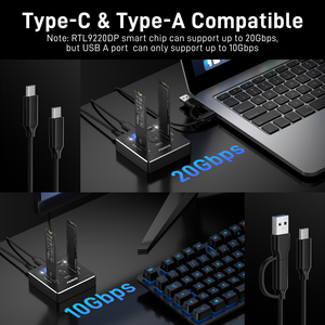 <span class=keywords><strong>Station</strong></span> d'accueil FIDECO double baie <span class=keywords><strong>M2</strong></span> <span class=keywords><strong>NVME</strong></span> SATA Type C 20 Gbps avec fonction de clonage hors ligne PCIE NGFF - Product Image 3