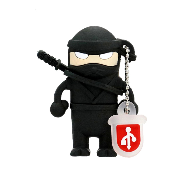 New Design PVC Case Ninja Shape USB Flash Drive 8GB 16GB 32GB 64GB 2.0 Rubber Pirate Shaped 100% Real Full Capacity Memory Stick