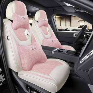 Chepeng Hall C-P-02 nouveau tissu de lin de coton quatre saisons pour les housses de siège de <span class=keywords><strong>voiture</strong></span> respirantes mignonnes tout fermées pour femmes - Product Image 3
