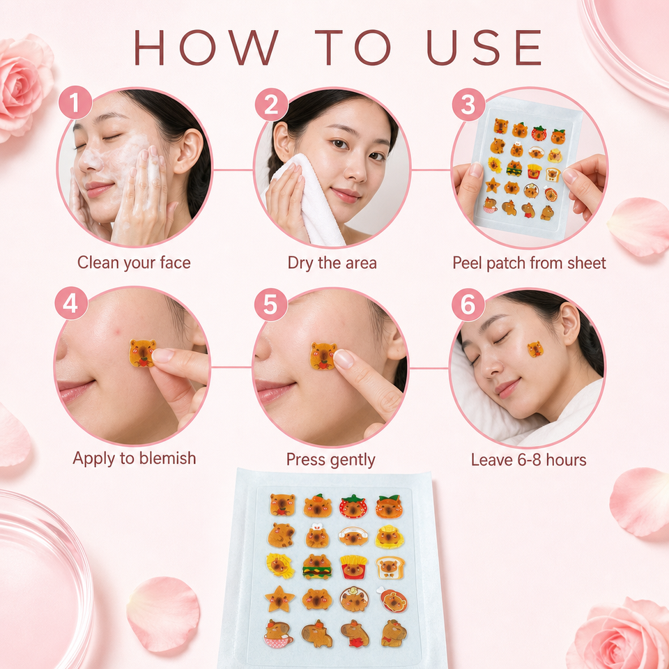 Cute Capybara Pattern Hydrocolloid Acne Patch Absorb Blemish Spot ...