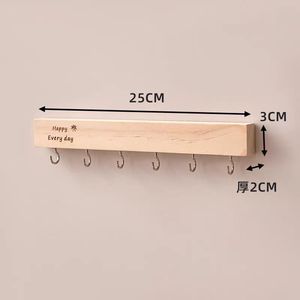Porte-clés mural en bois massif, rectangulaire, avec trois ou plus crochets, pour l'entrée, rangement et organisation - Product Image 3