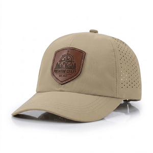 Gorra de Béisbol de Alto Rendimiento con Parche de Cuero con Logotipo Personalizado SHINY, con Tecnología de Secado Rápido Perforada con Láser para Golf - Product Image 1