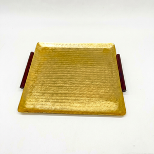 Bandeja de Servicio Metálica de Alta Calidad con Asa Negra y Acabado Martillado para Hogar, Hotel y Servicio de Alimentos, Material Duradero y Ecológico - Product Image 3