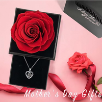 Moederdagcadeau Eeuwige Echte Roos Ge conserveerde Bloem in Doos Met 'Ik Hou Van Jou' Ketting in 100 Verschillende Talen Valentijnsdag Jubileum R