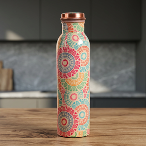 Bohemian Pattern <b>Stainless</b> <b>Steel</b> <b>Water</b> <b>Bottle</b> With Copper Lid Portable Travel Drinkware - Product Image 4