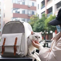 Sac à dos pour chat en tissu Oxford, couleur macaron, avec fenêtre en maille, portable, pliable, respirant, léger, grande capacité