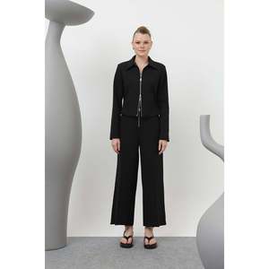 กางเกงขายาวผู้หญิงมีซิปแต่งดีเทลสีกรมท่า 18228PNT - Product Image 4