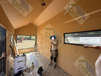 Maison en panneaux préfabriqués modulaires en acier galvanisé personnalisée, type chalet, pour usage résidentiel et de camping
