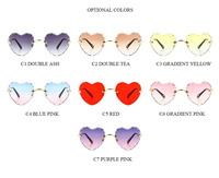 Lunettes de soleil en forme de cœur pour femmes, verres solaires, sans monture, dégradé d'amour, avec Logo personnalisé, 2021, nouveau