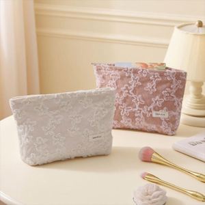 Bolsas de Maquillaje Ecológicas de Corduroy con Encaje Floral, Bolsa Organizadora de Gran Capacidad con Cierre Personalizado, Regalos para Damas de Honor, Bolsa de Viaje - Product Image 2