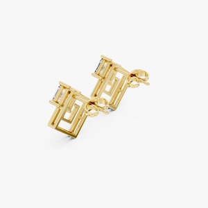 Boucles d'oreilles clous géométriques en or jaune 14 carats avec diamant de laboratoire taille princesse – Plus de options de titres - Product Image 3