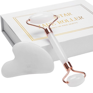 Benutzer definierte Logo Natural White Jade Gesichts rolle für Anti-Aging Beauty <span class=keywords><strong>Gua</strong></span> <span class=keywords><strong>Sha</strong></span> Rollen für Gesicht Augen Hals Pflege - Product Image 1