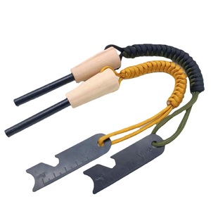 Fire Starter Magnesium Rod Wooden Handle Paracord Braided Waterproof Outdoor Survival Tool 37.5Cm Length - Product Image 5