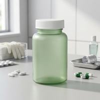 Flacon en plastique vert givré pour médicaments, conteneur pour comprimés et capsules, pot d'emballage