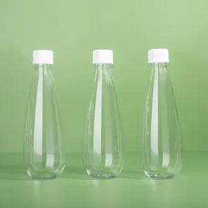 Toptan plastik şişe özel Logo 350ml Pet şeffaf plastik maden suyu şişeleri ve içecek şişesi