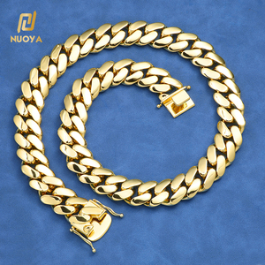 Collier chaîne cubaine NUOYA Hip Hop, plaqué or 18 carats, en <span class=keywords><strong>argent</strong></span> sterling 925, lisse et épais, pour hommes et femmes - Product Image 1