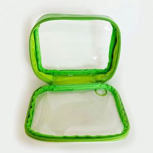 BSCI Factory Custom Logo Promotion Mini <b>Make</b> up Bag Pvc Transparent Cosmetic Bag Waterproof Cute Kid's Green Cosmetic Bag - Product Image 3
