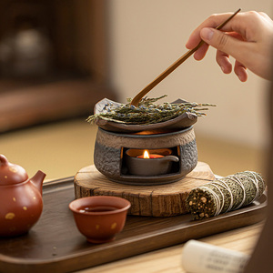 Diffusore di Fragranze Wabi-sabi per Candele Tea Light, Bruciatore in Ceramica Marrone e Nero per Aromaterapia e Palo <span class=keywords><strong>Santo</strong></span> - Product Image 2