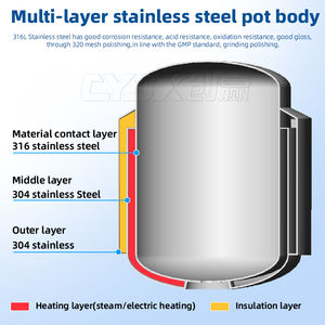 Cyjx อิมัลซิไฟเออร์500L 200L ทำจากสเตนเลสสตีล1000L ให้ความร้อนด้วยไฟฟ้าถังผสมครีมเครื่องสำอางพร้อมเครื่องกวน - Product Image 2