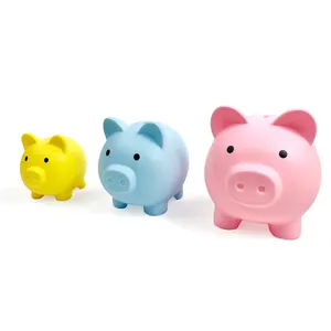 Caja fuerte de plástico personalizada para niños, hucha rosa, azul y amarilla para ahorrar dinero