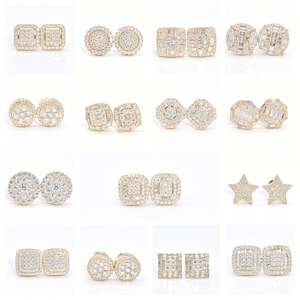 Vente chaude Plaqué Or Vvs Moissanite Boucle D'oreille Passe Diamant Testeur Rond Brillant Coupe Diamant 925 Argent Boucles D'oreilles Femmes - Product Image 3