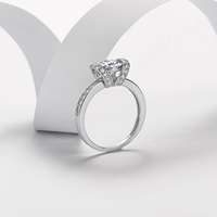 Bague solitaire en moissanite, argent sterling 925, 6,5 mm, 1 carat, pavé sur l'épaule, VVS1, couleur D, 3 couleurs, US 5-9, bijoux pour femmes