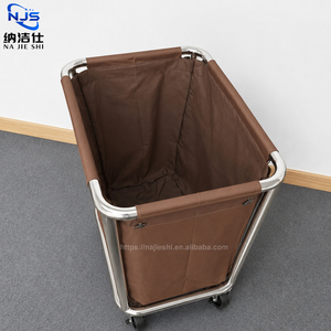 Carrello per biancheria sporca per hotel, <span class=keywords><strong>con</strong></span> sacco in tessuto Oxford blu rinforzato, per la pulizia delle camere degli ospiti - Product Image 2