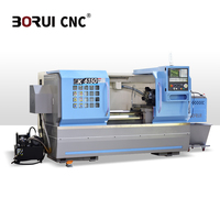 Mesin Bubut CNC BORUI CK6150 Horizontal 4 Stasiun dengan Lubang Spindel Besar, Turret Elektrik, Flat Bed, 2 Axis