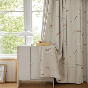 Venta al por mayor de fábrica Avión de dibujos animados Cortinas impresas digitales Cortinas impresas listas para habitaciones de niños y niñas - Product Image 1