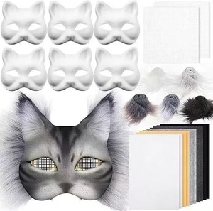 Kit Masker Wajah kucing Masquerade DIY masker kosong yang bisa dicat kostum Cosplay pesta masker setengah wajah seksi untuk wanita pria topeng mata buatan tangan - Product Image 6