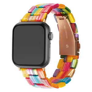 สายนาฬิกาเรซิ่นอะซิเตทใสลายเสือดาว น้ำหนักเบา หัวเข็มขัดแบบ Tang Buckle กันน้ำ ลายรุ้ง สำหรับ <span class=keywords><strong>Apple</strong></span> <span class=keywords><strong>Watch</strong></span> - Product Image 5
