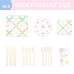 DAMAI Easter Party Theme Decor Bulk Wholesale Set Colorful Flower Chain Paper Plates Tablecloth Party Disposable Tableware - Product Image 6