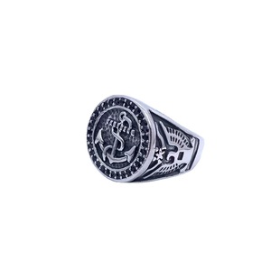 Anchor <b>Ring</b> <b>For</b> <b>Men</b> Stainless Steel Retro <b>Silver</b> Hip Hop Fashion Jewelry Gift 216019 - Product Image 3