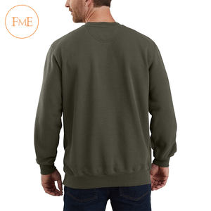 2020 sudadera de manga larga de algodón 100% de peso pesado personalizada para hombre, cuello redondo de alta calidad, de talla grande, anticontracción, Invierno sólido - Product Image 1