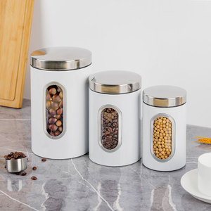 Wholesale Metal Food Safe <strong>Tea</strong> <strong>Sugar</strong> <strong>Coffee</strong> Storage Airtight Kitchen Stainless Steel Window Canister <strong>Set</strong> - Product Image 5