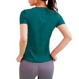 For <b>Women's</b> Breathable Quick-Dry Sporty Sport T-Shirt Short Sleeve Neck Slim Fit Blue <b>Green</b> Water Athletic Top Spring/Summer - Product Image 1