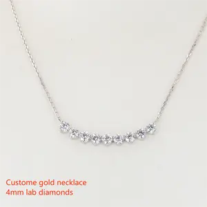 Wholesale Classic Custom AU585 14k White Solid Gold Jewelry 4mm DEF VS Lab Grown Diamonds Pendant Necklace for Women